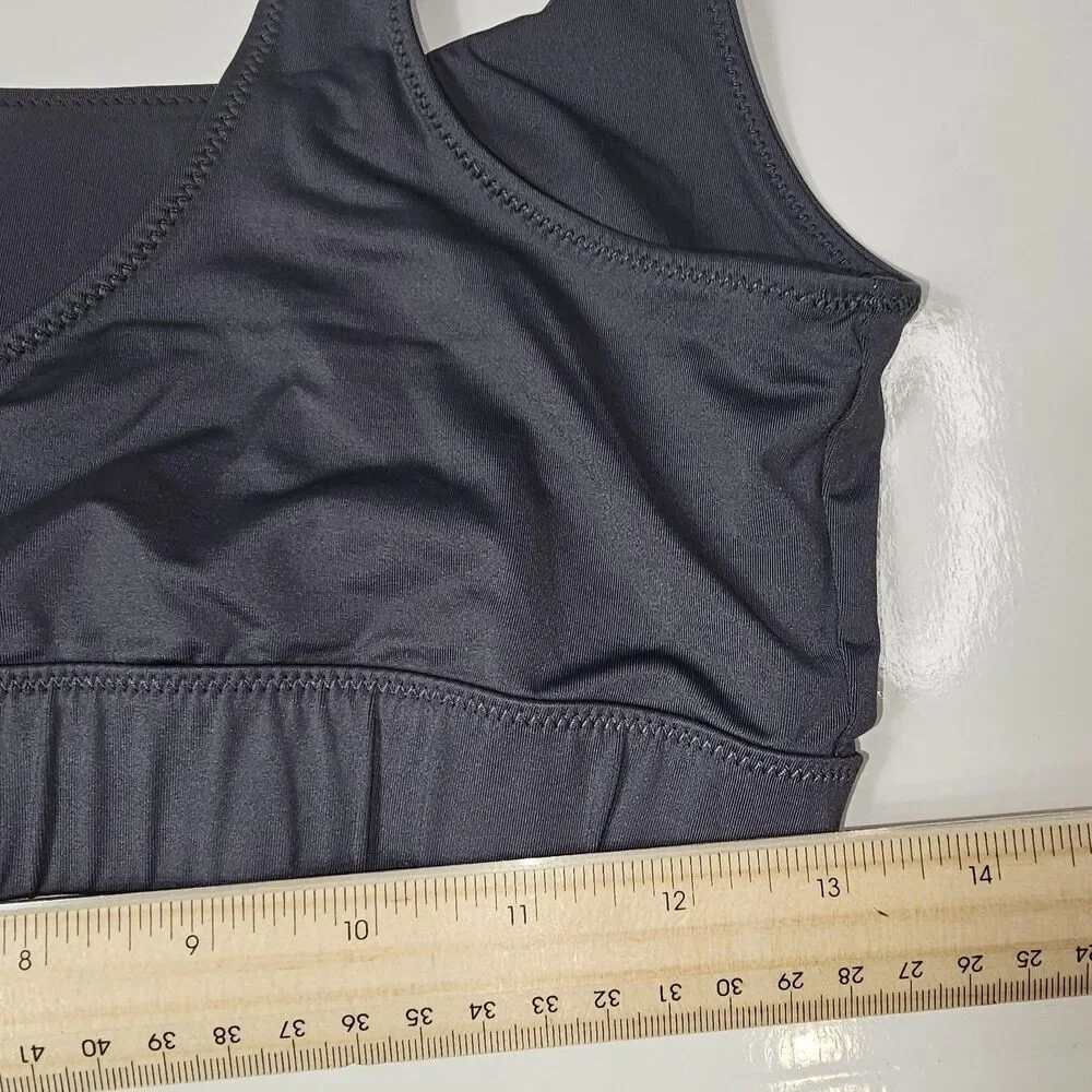 Skims Swim Top Womens XL Gray Bralette Bikini Wide Strap Lined Stretch Quick Dry